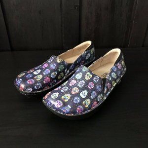 Alegria 484 Sugar Skull Leather Slip On Nurse Clog Women's Size 10.5 US EU 41